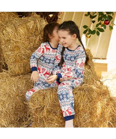 PatPat Family Christmas PJs Matching Sets - Reindeer & Snowflake Patterned Sleepwear for Couples & Kids, Blue/White, Kids 8-9 Years - Buy Online on SooperMarket.com