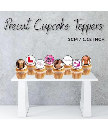 PRECUT Hen Party Mini Cupcake Toppers Edible Ladies Night Cake Decorations Edible Bachelorette Cake Decorations Hen Night Cupcake Decoration Naughty Butler Cake Topper (24) - Buy Online on SooperMarket.com
