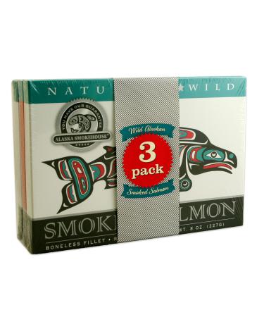 Alaska Smokehouse Jumbo Smoked Salmon (8 Oz), 3Count Variety Pack 8 Ounce (Pack of 3)