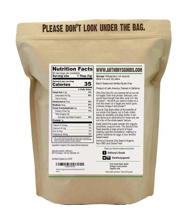 Organic Chia Seed - Anthony's 1 lb | Gluten Free, Non-GMO, Finely Ground - Buy Online on SooperMarket.com