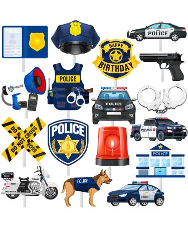 Police Cupcake Toppers 36Pcs Police Party Cupcake Picks Policeman Birthday Party Decoration Police Theme Cake Decorations for Police Officer Baby Shower Supplies