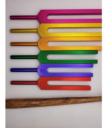 Sacred Solfeggio 6pc Colored Tuning Forks w activator and Pouch - DNA Repair - Blessings Miracles Awakening Liberation - Buy Online on SooperMarket.com