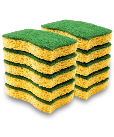 Squatch | Pack of 10 sponges | large economy pack | Double-sided dishwashing sponges for the kitchen | Sponge side for cleaning green side for scrubbing | Double action & ultra absorbent