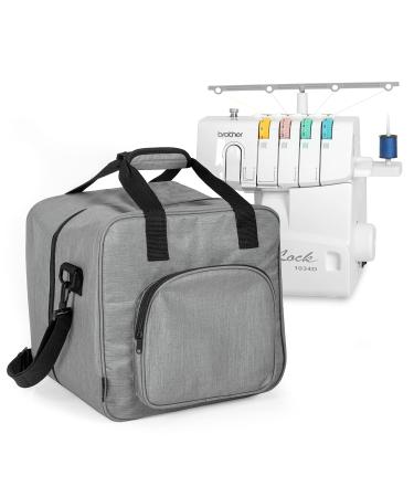 Crutello Sewing Machine Case - Universal Sewing Machine Carrying Bag with Storage Pockets Compatible with Serger Sewing Machines Measuring 13.75 x 12 x 13.5 Gray