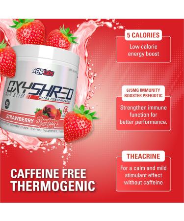 EHP Labs OxyShred Non Stimulant Thermogenic Pre Workout Powder - Stim Free Pre Workout Caffeine Free Preworkout for Men & Women - Non Stim Preworkout - Sugar Free Energy Powder - Strawberry Sunrise 60 Servings - Buy Online on SooperMarket.com