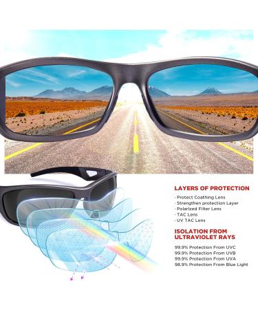 Rivbos Polarized Cycling Sunglasses for Men & Women - Lightweight TR90 Frame UV400 Protection for Hiking Running Golf & Fishing - RB831 Silver & Black - Buy Online on SooperMarket.com