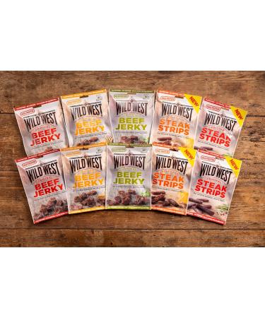 Wild West Beef Jerky Mix Box 60G - High Protein 10 Pack with Sportsbag | Original Honey BBQ Jalapeno & Steak Strips - Buy Online on SooperMarket.com