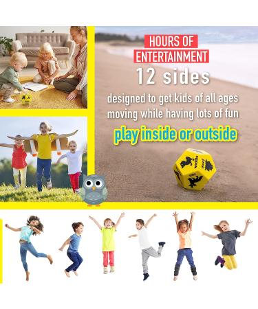 Covelico Kids Exercise Dice - Yellow Animals | Fun Roll and Play Animal Game | Big Foam Fitness Dice for Kids | Outdoor Workout Equipment - Buy Online on SooperMarket.com