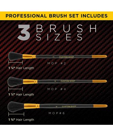 Custom Shop Gilders Mop Dusting Brush Set - Professional Grade Black Goat Hair Brushes - Set of 3 Sizes 2, 4 & 6 - Wooden Handles for Dusting Gold Leaf Guilding & Sign Lettering - Buy Online on SooperMarket.com