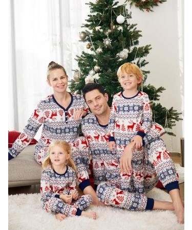 PatPat Reindeer & Snowflake Family Christmas PJs Set - Kids 6-7 Years Bluewhite - Buy Online on SooperMarket.com