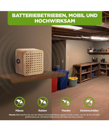 ISOTRONIC Mouse Defense: Ultrasonic Pest Control in Wooden Housing | Chemical-Free Rat Repellent for Home Basement & Garden | 3-Piece Set - Buy Online on SooperMarket.com