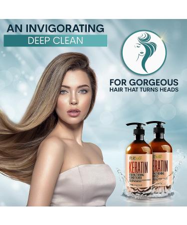 Keratin Shampoo and Conditioner Set - Sulfate Free with Moroccan Argan Oil - Moisturizing Treatment for Hair Thickening, Volume, and Shine - Men and Women - Buy Online on SooperMarket.com