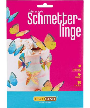 Decocino edible butterflies (12 died motifs)-high-quality tortendeco made of wafer with 3D effect-as a decoration for cakes muffins cup cakes etc.
