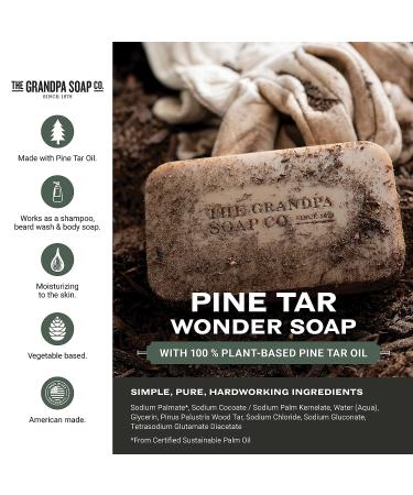Pine Tar Bar Soap by The Grandpa Soap Company | Original Wonder Soap | 8-Pack 4.25 Oz Bars | Cleanser, Deodorizer & Moisturizer - Buy Online on SooperMarket.com