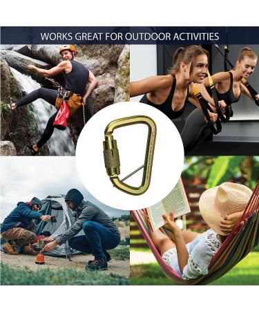 Fusion Tacoma D-Shaped Triple Lock Alloy Steel Carabiner - Gold | Heavy-Duty Climbing Gear - Buy Online on SooperMarket.com