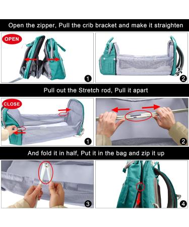 Buy SndMor Mint Green Diaper Backpack - Multifunctional Wrap Bag with Bed Function Stroller Hook & Large Capacity for Moms & Dads - Buy Online on SooperMarket.com