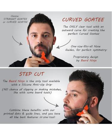 BEARD NINJA Beard Shaping Tool - Lineup & Edging Template for Goatee, Mustache, Neckline - Red - Buy Online on SooperMarket.com