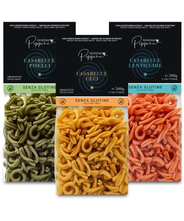 Nonna Pippina Casarecce Gluten-free pasta 3 x 500g peas red lenses and Kirchers-pasta traditionally pulled through bronze reform slow drying vegan (mixed 3 x 500g)