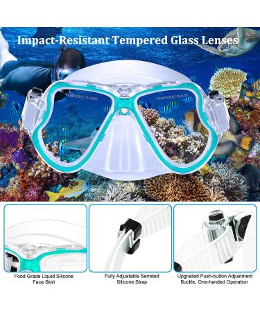 JARDIN Dry Snorkel Set | Panoramic View Anti-Fog Diving Mask | Free Breathing & Adjustable Strap | Professional Snorkeling Gear for Adults | Teal - Buy Online on SooperMarket.com