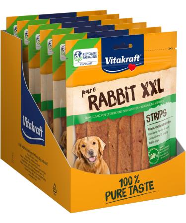 Vitastrogen rabbit strips xxl dog snack with lean rabbit meat in the recoverable XXL bag without adding sugar and grain (6x 250 g) rabbits 250 g (6 Pack)