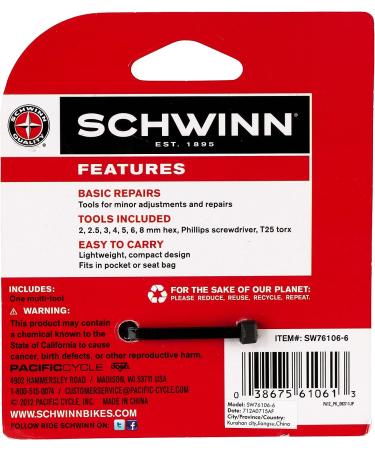 Schwinn 9 in 1 Bike Multi-Tool Kit for Bicycle Repairs - Essential Bike Tool - Buy Online on SooperMarket.com