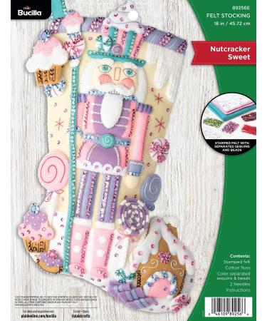 Bucilla Felt Applique Christmas Stocking Kit  18 Nutcracker Sweet Felt Applique Stocking Kit  Perfect Craft Supplies for DIY Needlepoint Arts and Crafts  89256E