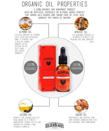Premium Organic Beard Growth Oil - SURTIC 30ml - Best Beard Oil for Sensitive Skin - Organic Beard Oil for Men - Premium Beard Care - Buy Online on SooperMarket.com