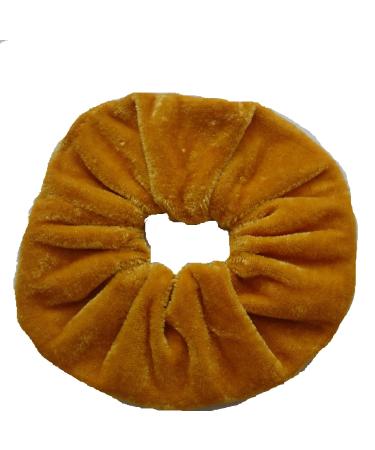 AADYA Pair of Extra Large (15CM) Velvet Hair SCRUNCHIES Elastic Scrunchy Hair BOBBLES (Golden Yellow)