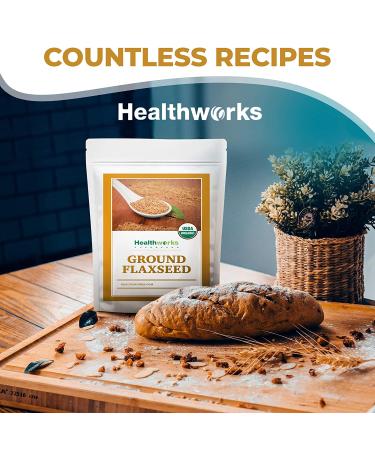 Healthworks Flax Seed Ground Powder- 32 Ounces - Raw Organic Superfood for Protein, Fiber, Omega 3 & Lignan - Ideal for Smoothies, Coffee, Shakes & Oatmeal - Buy Online on SooperMarket.com