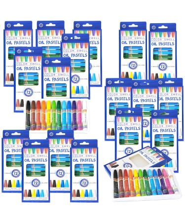 Color Swell 18 Packs of Bulk Oil Pastels with 12 Oil Pastels Per Pack (216 in total) Vibrant Colors Teacher Quality Durable for Groups Classrooms Party Favors