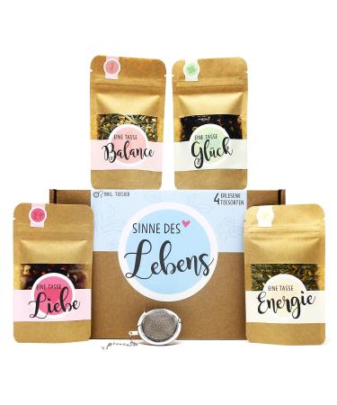 OWLBOOK Meaning of Life Tea Gift Box with 4 Different Types of Tea and Tea Infuser Gifts for Women 1 Piece (Pack of 1)