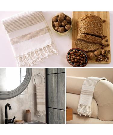 Ruvy Home Basics Turkish Hand Towels Set of 2 - 18x40 Cotton Bathroom & Kitchen Towels - Beige Modern | Perfect for Bathroom, Kitchen, Yoga, Gym - 2 Pack - Buy Online on SooperMarket.com