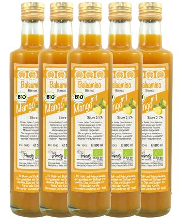 direct&friendly organic mango vinegar condimento balsamico with fruity mango (5 x 500 ml)