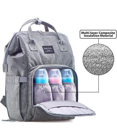 KiddyCare Diaper Bag Backpack with Adjustable Shoulder Straps - Spacious and Stylish Baby Diaper Bag for Boys and Girls in Grey - Buy Online on SooperMarket.com