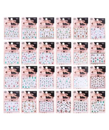 24 Sheets Christmas Nail Stickers Xmas Nail Art Sticker Santa Nail Stickers Holiday Full Nail Stickers Reindeer Nail Stickers Nativity Stickers Nail Patch False Nails 3d Manicure
