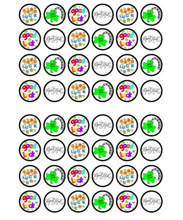 48 Good Luck Edible Cupcake Toppers Premium Thickness SWEETENED VANILLA Wafer Card Mini Cupcake Decorations