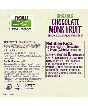 Now Foods Organic Monk Fruit Liquid Sweetener - Zero-Calorie Chocolate 1.8 fl oz - Buy Online on SooperMarket.com
