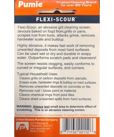 Pumie Flexi-Scour 1 Pack | Flexible Scrubbing Screen for Household Cleaning | Flex 48 | 5.5 x 4 | Abrasive Grit | Clean Grills, Remove Carbon, Rust and Scale | Pack of 1 - Buy Online on SooperMarket.com