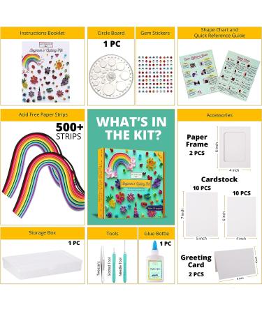 My Creative Camp Beginner's Quilling Kit - DIY Craft Kit for Kids and Adults | 10 Projects with Storage Box, Tools, Gem Stickers, Supplies, and Paper Strips - Includes Instructions and Shape Chart - Buy Online on SooperMarket.com