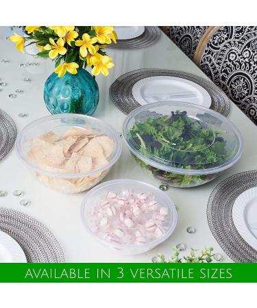 PLASTICPRO 96 OUNCE Disposable Round Serving Bowls with Lids - Clear Chip, Snack, Candy, Salad Bowl - Party Essentials - Buy Online on SooperMarket.com