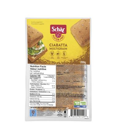 Schar Gluten-Free Multigrain Ciabatta Buns - Non-GMO Dairy Free Preservative Free Quick and Delicious Parbaked Buns Pack of 4 Rolls x 50g