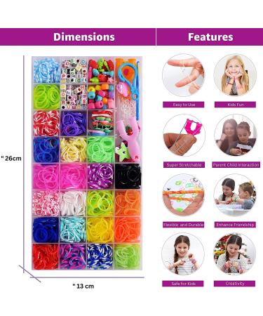 CRAZONE 2000+ Pcs Rubber Bands Refill Kit - DIY Weaving Loom Bracelet Making Set for Kids | 23 Colors, 200+ Beads, 12 Charms | Perfect Christmas & Birthday Gift - Buy Online on SooperMarket.com