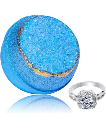 Blue Geode Bath Bomb with Size 8 Ring Inside | Extra Large 10 oz | Made in USA - Buy Online on SooperMarket.com