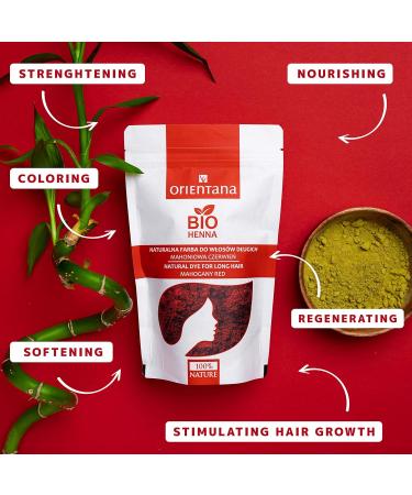 Orientana Organic Henna Hair Color - Mahogany Red | 100% Vegan & Natural Plant-Based Powder | 100g for Lustrous Long Hair - Buy Online on SooperMarket.com