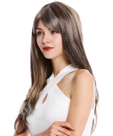 WIG ME UP GFW2274-8H124 Women's Long Straight Wig with Bangs - Brown & Blonde Highlights | International Shipping - Buy Online on SooperMarket.com