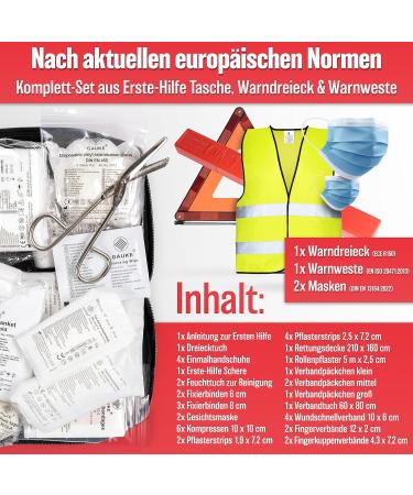 2024 Hearen Plant 3-in-1 First Aid Set for Cars | STVO Compliant Emergency Kit with Warning Vest & Triangle | Essential Breakdown Accessories for Safe Travel in Europe - Buy Online on SooperMarket.com