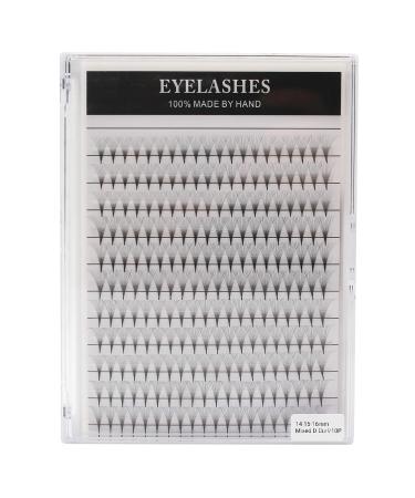 Large Tray-Dedila Long Stem D Curl 10D Volume Premade Fans Eye Lashes Extensions Mixed 8-10-12-14mm/10-12-14-16mm/12-13-15-16mm /12-14-16mm/14-15-16mm Individual False Eyelashes (14-15-16mm)