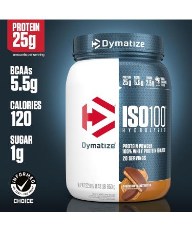 Dymatize ISO100 Hydrolyzed Protein Powder Gourmet Vanilla High Protein Powder 100% Whey Isolate Protein Powder 25g of Protein Gluten Free 20 Servings & ISO100 - Chocolate Peanut Butter 20 srv - Buy Online on SooperMarket.com