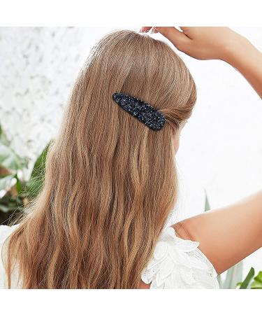 Shimmering Rhinestone Hair Clips - Pink Blue Gray Crystal Snap Barrettes for Women & Girls | Ideal for Party, Wedding & Daily Wear - Buy Online on SooperMarket.com