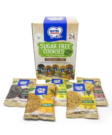 Nutrisnacks Sugar Free Cookies Variety Pack - 24 Units, 5 Natural Flavors, Sweetened with Stevia, Whole Grain Cereals, Dietary Fiber & Prebiotics - 0g Sugar - Buy Online on SooperMarket.com